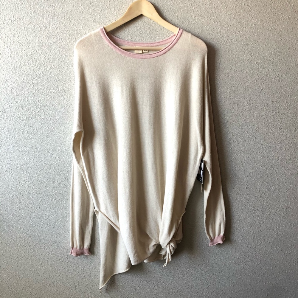 NWT Cloth By Design Nordstrom Oversized Sweater in Cream XS 100% Cotton Boho
